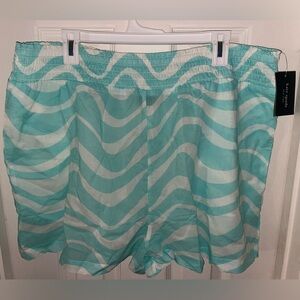 NWT- Kate Spade Teal and White Patterned Swim Cover-Up Shorts
